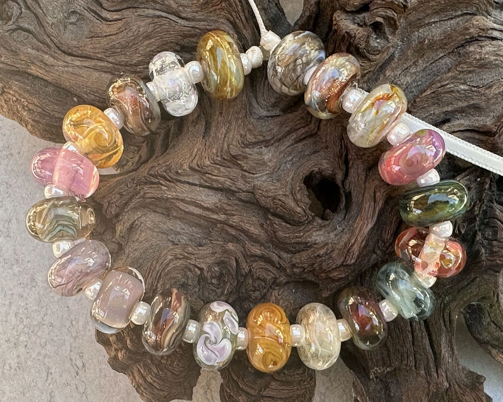 20 Soft Tones Orphan Lampwork Beads Mix SRA